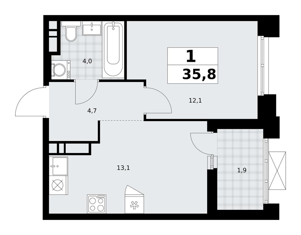 Apartment Sale, 35.8 sq. m. at Prokshino, Prokshino Residential Complex, Sosenskoye Settlement, Moscow, Russia #1