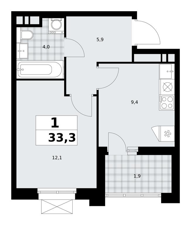 Apartment Sale, 33.3 sq. m. at Prokshino, Prokshino Residential Complex, Sosenskoye Settlement, Moscow, Russia #1