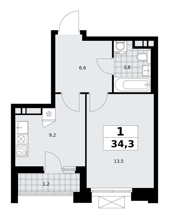 Apartment Sale, 34.3 sq. m. at Prokshino, Prokshino Residential Complex, Sosenskoye Settlement, Moscow, Russia #1