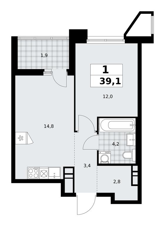 Apartment Sale, 39.1 sq. m. at Prokshino, Prokshino Residential Complex, Sosenskoye Settlement, Moscow, Russia #1 Apartment Sale, 39.1 sq. m. at Prokshino, Prokshino Residential Complex, Sosenskoye Settlement, Moscow, Russia #1