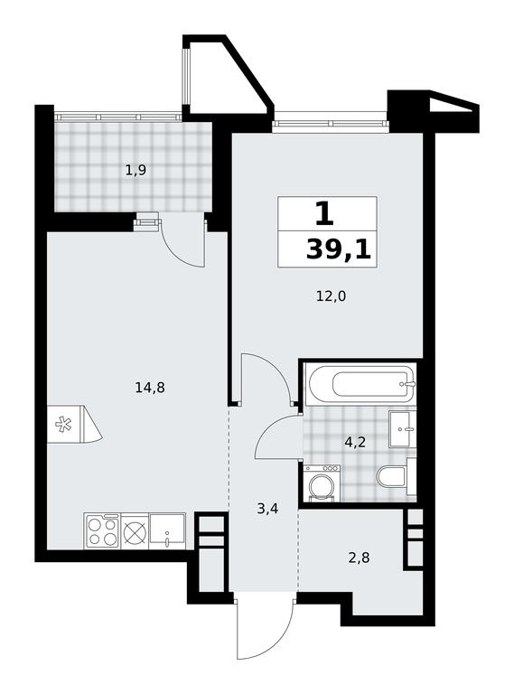 Apartment Sale, 39.1 sq. m. at Prokshino, Prokshino Residential Complex, Sosenskoye Settlement, Moscow, Russia #1 Apartment Sale, 39.1 sq. m. at Prokshino, Prokshino Residential Complex, Sosenskoye Settlement, Moscow, Russia #1