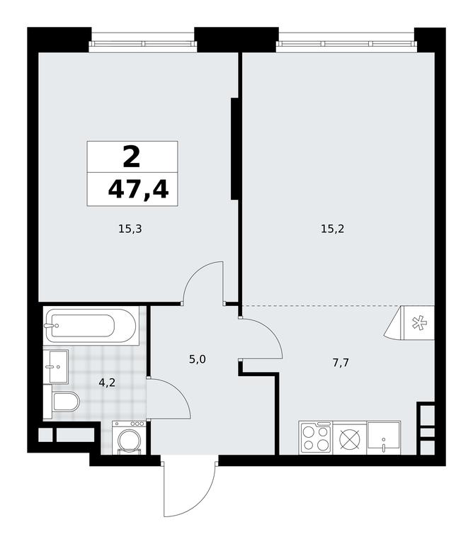 1-BD Apartment Sale, 47.4 sq. m. at Prokshino, Prokshino Residential Complex, Sosenskoye Settlement, Moscow, Russia #1