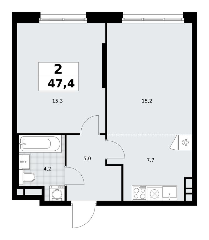 1-BD Apartment Sale, 47.4 sq. m. at Prokshino, Prokshino Residential Complex, Sosenskoye Settlement, Moscow, Russia #1
