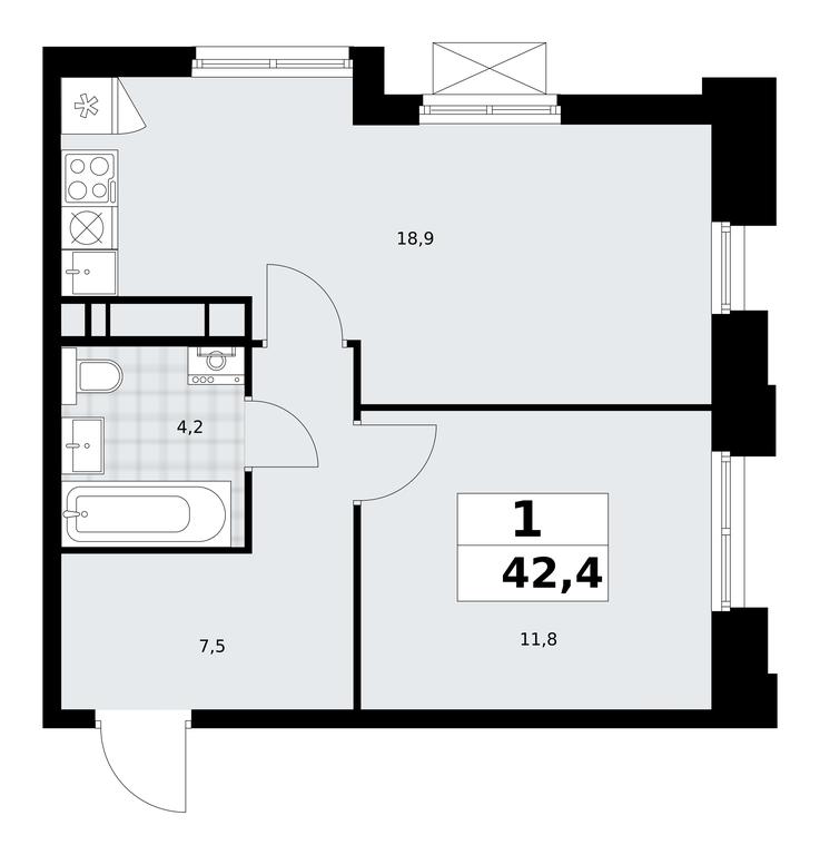 Apartment Sale, 42.4 sq. m. at Prokshino, Prokshino Residential Complex, Sosenskoye Settlement, Moscow, Russia #1