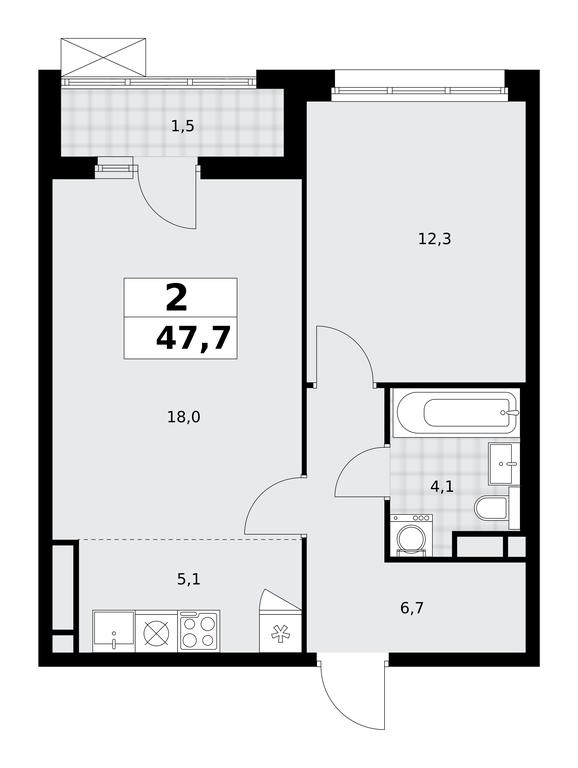 1-BD Apartment Sale, 47.7 sq. m. at Prokshino, Prokshino Residential Complex, Sosenskoye Settlement, Moscow, Russia #1 1-BD Apartment Sale, 47.7 sq. m. at Prokshino, Prokshino Residential Complex, Sosenskoye Settlement, Moscow, Russia #1
