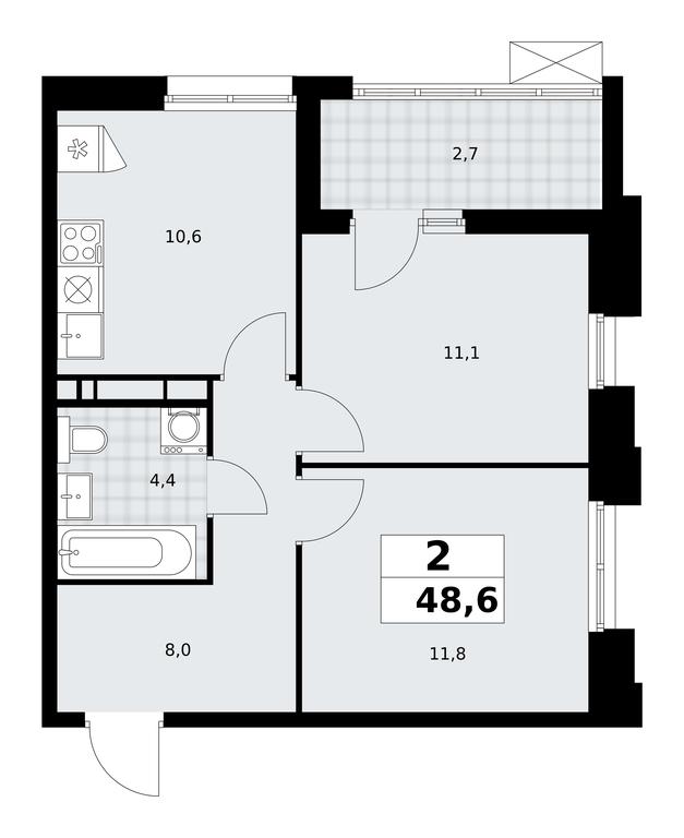 1-BD Apartment Sale, 48.6平方米 at Prokshino, Prokshino Residential Complex, Sosenskoye Settlement, Moscow, Russia #1