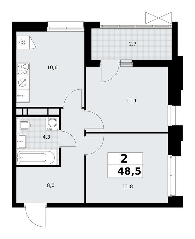 1-BD Apartment Sale, 48.5平方米 at Prokshino, Prokshino Residential Complex, Sosenskoye Settlement, Moscow, Russia #1