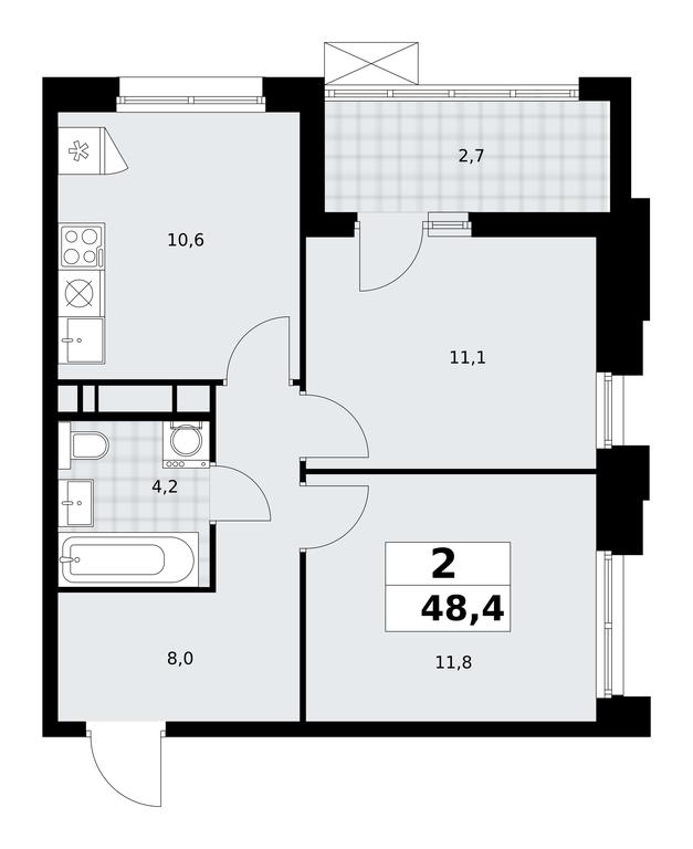 1-BD Apartment Sale, 48.4 sq. m. at Prokshino, Prokshino Residential Complex, Sosenskoye Settlement, Moscow, Russia #1