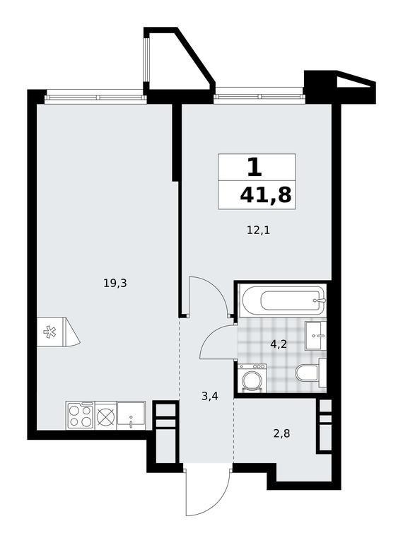 Apartment Sale, 41.8 sq. m. at Prokshino, Prokshino Residential Complex, Sosenskoye Settlement, Moscow, Russia #1