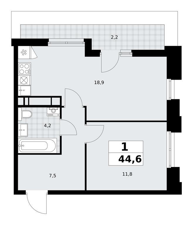 Apartment Sale, 44.6 sq. m. at Prokshino, Prokshino Residential Complex, Sosenskoye Settlement, Moscow, Russia #1