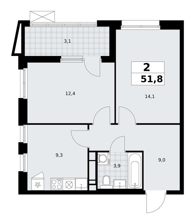 1-BD Apartment Sale, 51.8 sq. m. at Prokshino, Prokshino Residential Complex, Sosenskoye Settlement, Moscow, Russia #1 1-BD Apartment Sale, 51.8 sq. m. at Prokshino, Prokshino Residential Complex, Sosenskoye Settlement, Moscow, Russia #1