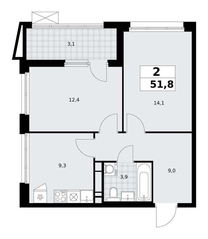 1-BD Apartment Sale, 51.8 sq. m. at Prokshino, Prokshino Residential Complex, Sosenskoye Settlement, Moscow, Russia #1 1-BD Apartment Sale, 51.8 sq. m. at Prokshino, Prokshino Residential Complex, Sosenskoye Settlement, Moscow, Russia #1