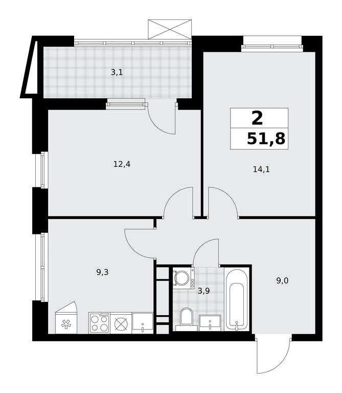 1-BD Apartment Sale, 51.8 sq. m. at Prokshino, Prokshino Residential Complex, Sosenskoye Settlement, Moscow, Russia #1 1-BD Apartment Sale, 51.8 sq. m. at Prokshino, Prokshino Residential Complex, Sosenskoye Settlement, Moscow, Russia #1