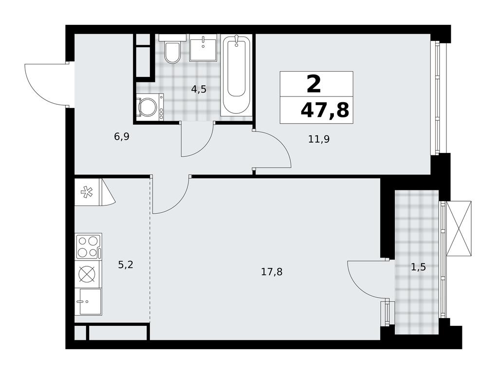 1-BD Apartment Sale, 47.8平方米 at Prokshino, Prokshino Residential Complex, Sosenskoye Settlement, Moscow, Russia #1
