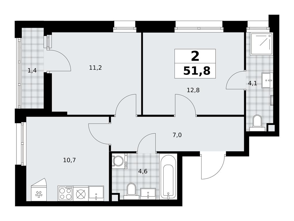 1-BD Apartment Sale, 51.8 sq. m. at Prokshino, Prokshino Residential Complex, Sosenskoye Settlement, Moscow, Russia #1 1-BD Apartment Sale, 51.8 sq. m. at Prokshino, Prokshino Residential Complex, Sosenskoye Settlement, Moscow, Russia #1