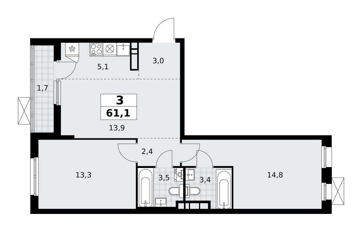 2-BD Apartment Sale, 61.1 sq. m. at Prokshino, Prokshino Residential Complex, Sosenskoye Settlement, Moscow, Russia #1 2-BD Apartment Sale, 61.1 sq. m. at Prokshino, Prokshino Residential Complex, Sosenskoye Settlement, Moscow, Russia #1