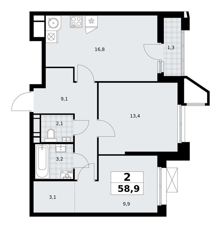 1-BD Apartment Sale, 58.9 sq. m. at Prokshino, Prokshino Residential Complex, Sosenskoye Settlement, Moscow, Russia #1 1-BD Apartment Sale, 58.9 sq. m. at Prokshino, Prokshino Residential Complex, Sosenskoye Settlement, Moscow, Russia #1