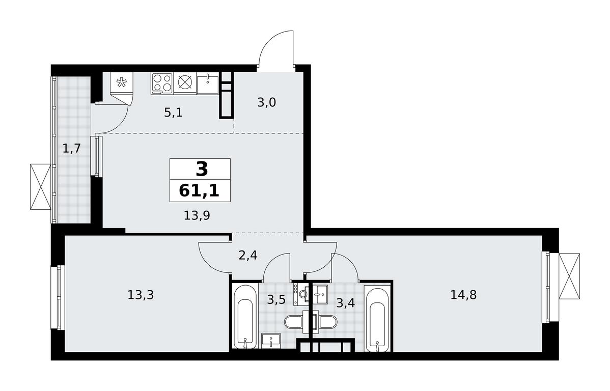 2-BD Apartment Sale, 61.1 sq. m. at Prokshino, Prokshino Residential Complex, Sosenskoye Settlement, Moscow, Russia #1 2-BD Apartment Sale, 61.1 sq. m. at Prokshino, Prokshino Residential Complex, Sosenskoye Settlement, Moscow, Russia #1