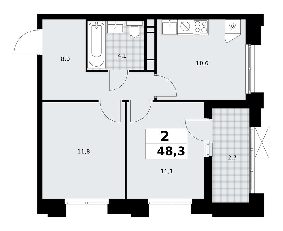 1-BD Apartment Sale, 48.3 sq. m. at Prokshino, Prokshino Residential Complex, Sosenskoye Settlement, Moscow, Russia #1