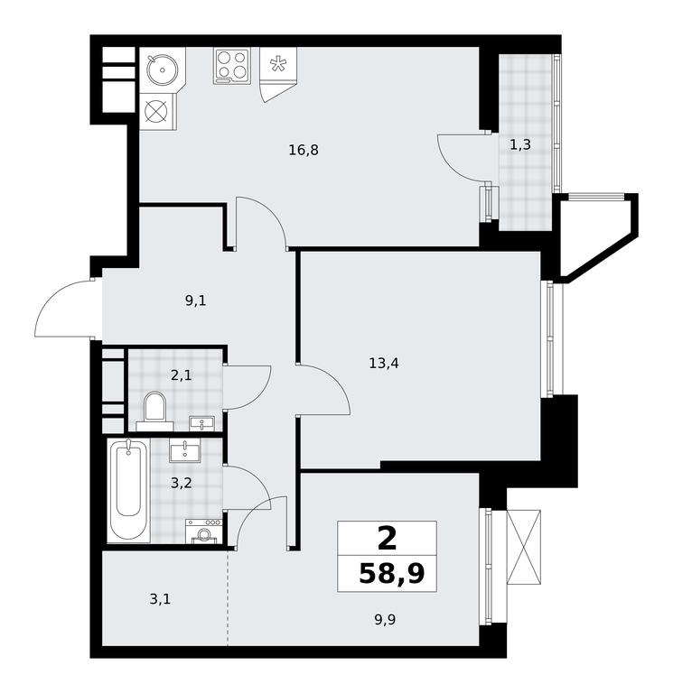 1-BD Apartment Sale, 58.9平方米 at Prokshino, Prokshino Residential Complex, Sosenskoye Settlement, Moscow, Russia #1 1-BD Apartment Sale, 58.9平方米 at Prokshino, Prokshino Residential Complex, Sosenskoye Settlement, Moscow, Russia #1