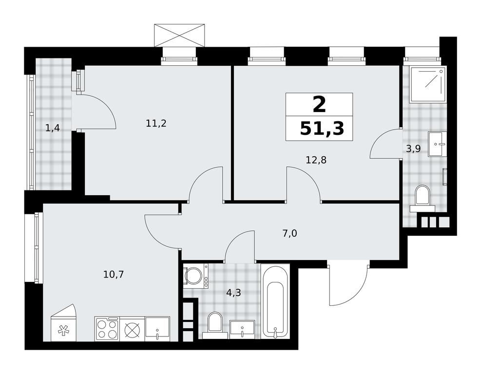 1-BD Apartment Sale, 51.3平方米 at Prokshino, Prokshino Residential Complex, Sosenskoye Settlement, Moscow, Russia #1