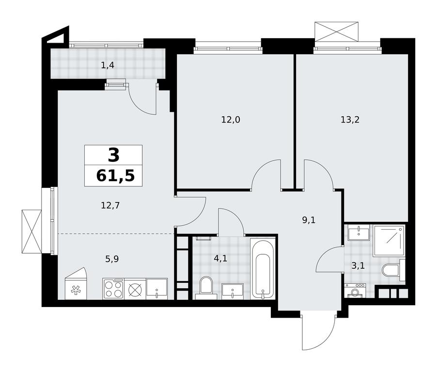 2-BD Apartment Sale, 61.5 sq. m. at Prokshino, Prokshino Residential Complex, Sosenskoye Settlement, Moscow, Russia #1 2-BD Apartment Sale, 61.5 sq. m. at Prokshino, Prokshino Residential Complex, Sosenskoye Settlement, Moscow, Russia #1