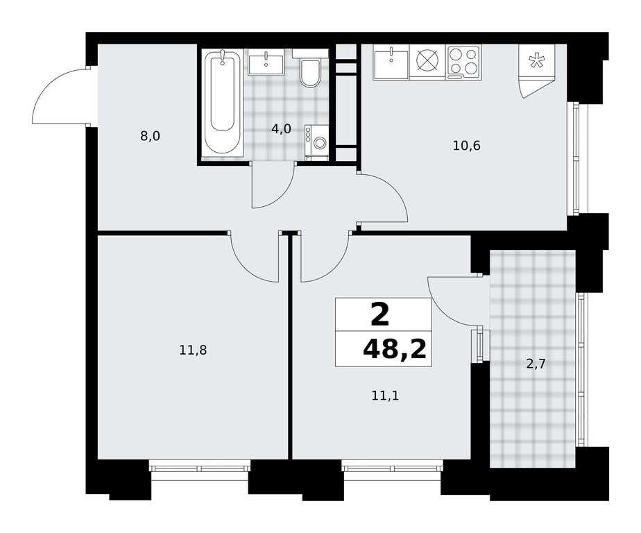 1-BD Apartment Sale, 48.2 sq. m. at Prokshino, Prokshino Residential Complex, Sosenskoye Settlement, Moscow, Russia #1