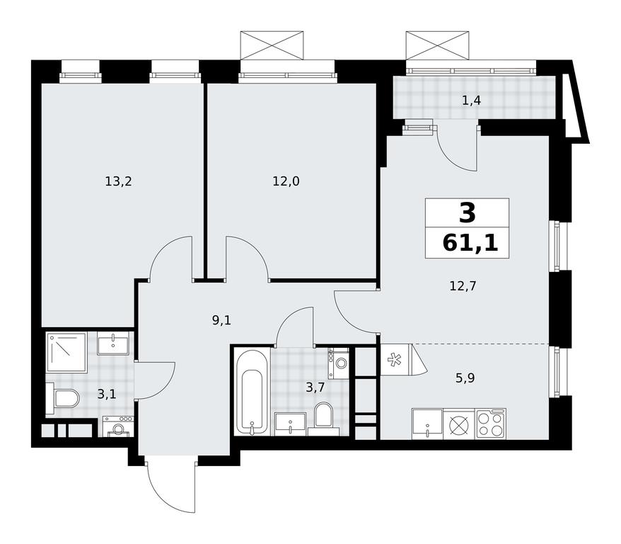 2-BD Apartment Sale, 61.1 sq. m. at Prokshino, Prokshino Residential Complex, Sosenskoye Settlement, Moscow, Russia #1 2-BD Apartment Sale, 61.1 sq. m. at Prokshino, Prokshino Residential Complex, Sosenskoye Settlement, Moscow, Russia #1