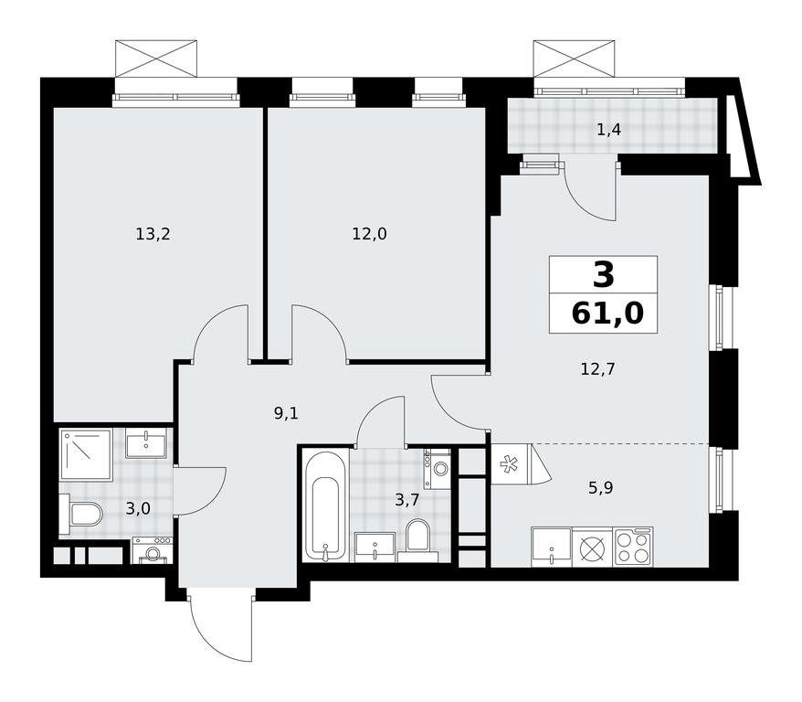 2-BD Apartment Sale, 61平方米 at Prokshino, Prokshino Residential Complex, Sosenskoye Settlement, Moscow, Russia #1 2-BD Apartment Sale, 61平方米 at Prokshino, Prokshino Residential Complex, Sosenskoye Settlement, Moscow, Russia #1