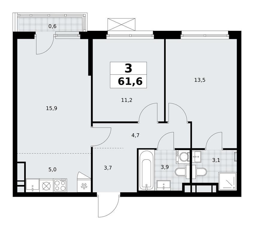 2-BD Apartment Sale, 61.6 sq. m. at Prokshino, Prokshino Residential Complex, Sosenskoye Settlement, Moscow, Russia #1 2-BD Apartment Sale, 61.6 sq. m. at Prokshino, Prokshino Residential Complex, Sosenskoye Settlement, Moscow, Russia #1