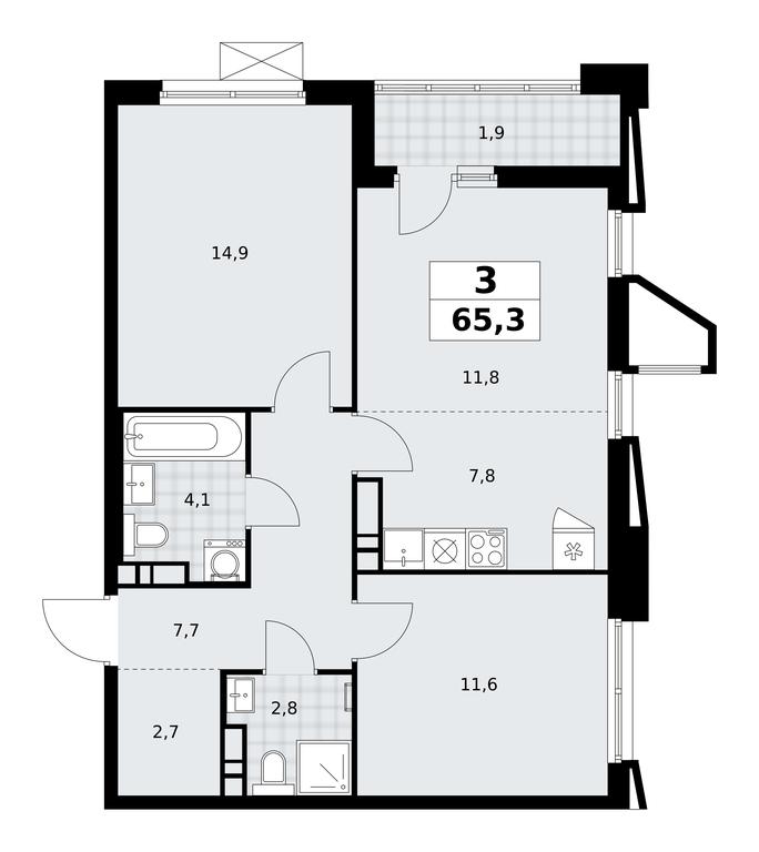 2-BD Apartment Sale, 65.3 sq. m. at Prokshino, Prokshino Residential Complex, Sosenskoye Settlement, Moscow, Russia #1 2-BD Apartment Sale, 65.3 sq. m. at Prokshino, Prokshino Residential Complex, Sosenskoye Settlement, Moscow, Russia #1