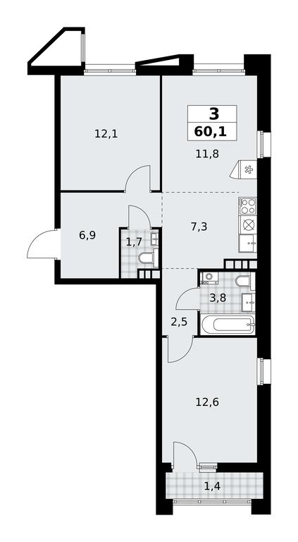 2-BD Apartment Sale, 60.1 sq. m. at Prokshino, Prokshino Residential Complex, Sosenskoye Settlement, Moscow, Russia #1 2-BD Apartment Sale, 60.1 sq. m. at Prokshino, Prokshino Residential Complex, Sosenskoye Settlement, Moscow, Russia #1