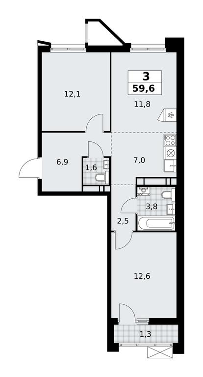 2-BD Apartment Sale, 59.6 sq. m. at Prokshino, Prokshino Residential Complex, Sosenskoye Settlement, Moscow, Russia #1 2-BD Apartment Sale, 59.6 sq. m. at Prokshino, Prokshino Residential Complex, Sosenskoye Settlement, Moscow, Russia #1