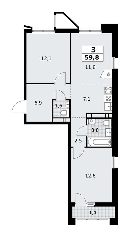 2-BD Apartment Sale, 59.8 sq. m. at Prokshino, Prokshino Residential Complex, Sosenskoye Settlement, Moscow, Russia #1 2-BD Apartment Sale, 59.8 sq. m. at Prokshino, Prokshino Residential Complex, Sosenskoye Settlement, Moscow, Russia #1