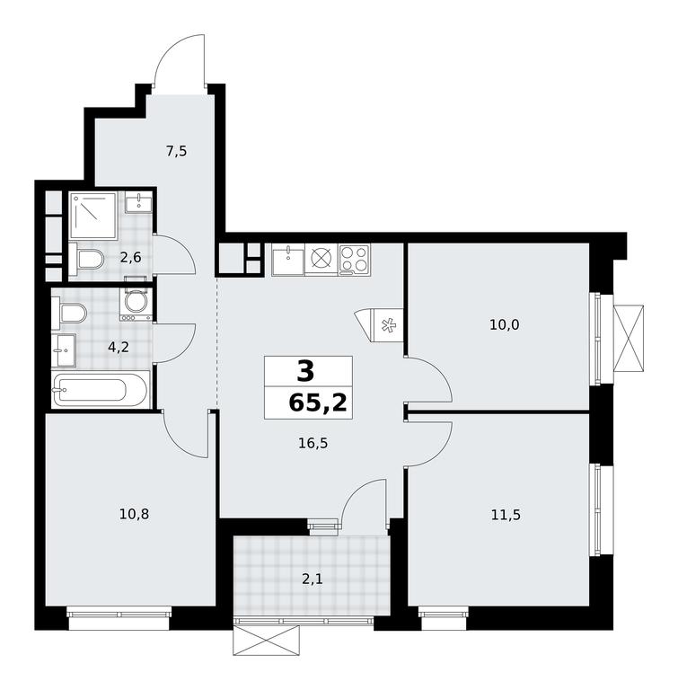 2-BD Apartment Sale, 65.2 sq. m. at Prokshino, Prokshino Residential Complex, Sosenskoye Settlement, Moscow, Russia #1
