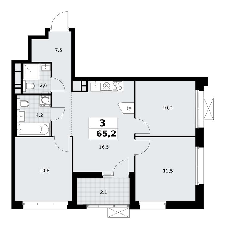 2-BD Apartment Sale, 65.2平方米 at Prokshino, Prokshino Residential Complex, Sosenskoye Settlement, Moscow, Russia #1