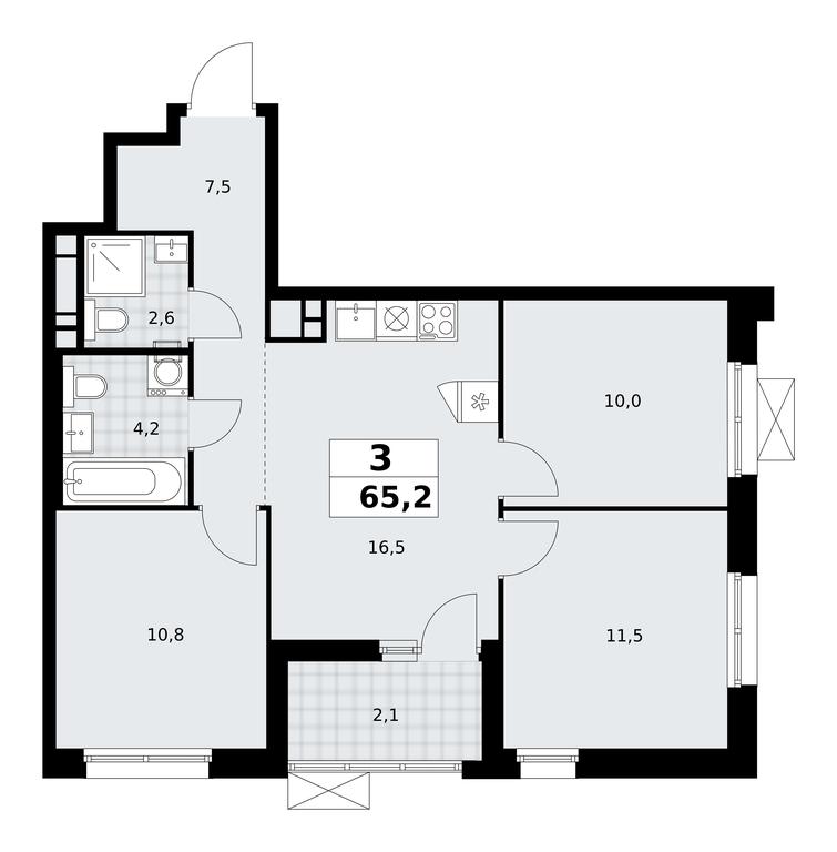 2-BD Apartment Sale, 65.2 sq. m. at Prokshino, Prokshino Residential Complex, Sosenskoye Settlement, Moscow, Russia #1
