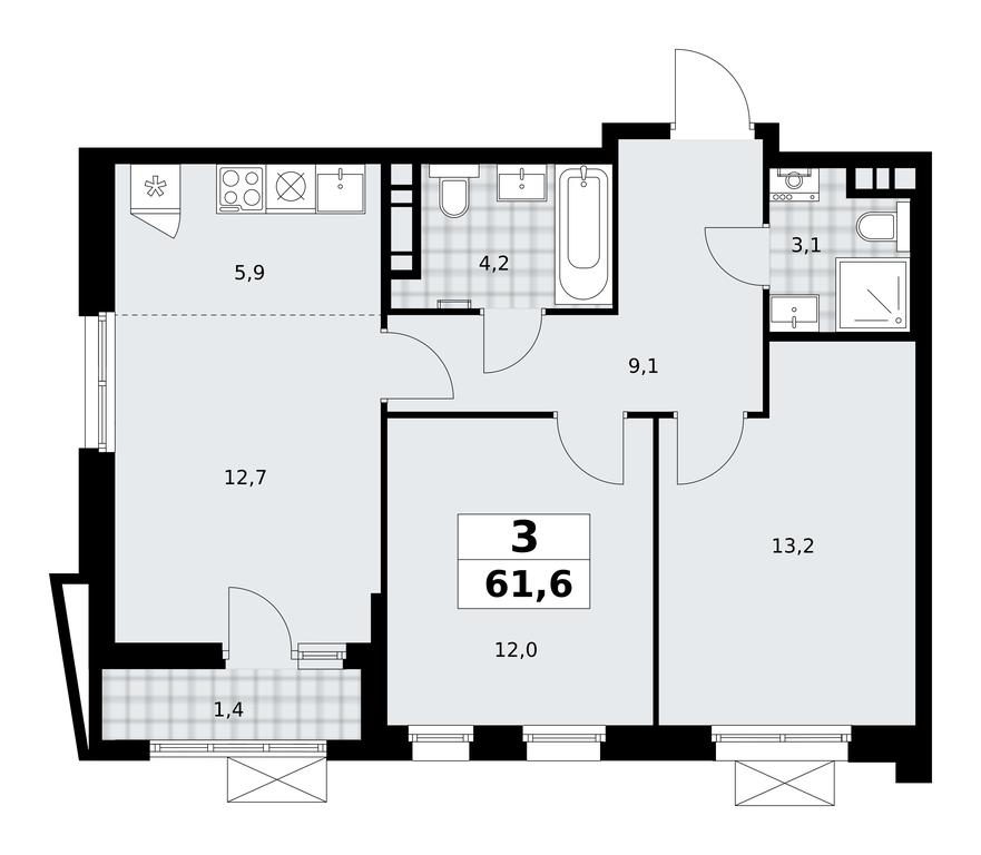 2-BD Apartment Sale, 61.6 sq. m. at Prokshino, Prokshino Residential Complex, Sosenskoye Settlement, Moscow, Russia #1 2-BD Apartment Sale, 61.6 sq. m. at Prokshino, Prokshino Residential Complex, Sosenskoye Settlement, Moscow, Russia #1