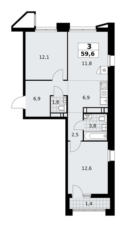 2-BD Apartment Sale, 59.6 sq. m. at Prokshino, Prokshino Residential Complex, Sosenskoye Settlement, Moscow, Russia #1 2-BD Apartment Sale, 59.6 sq. m. at Prokshino, Prokshino Residential Complex, Sosenskoye Settlement, Moscow, Russia #1