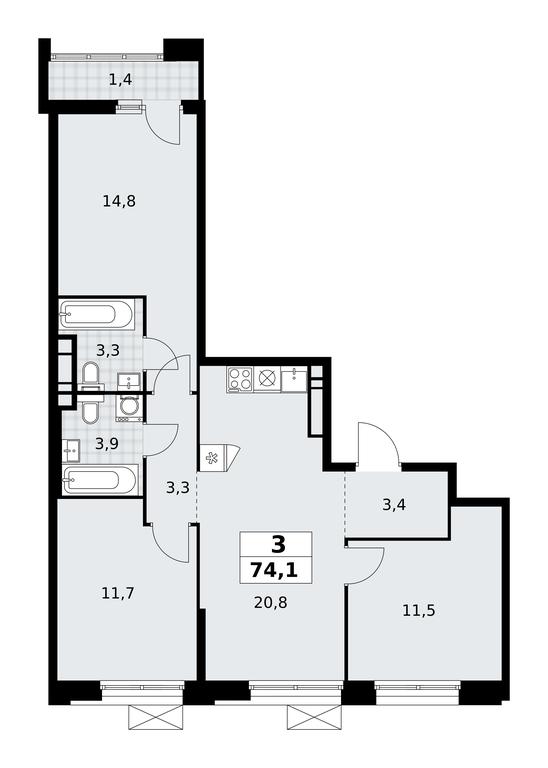 2-BD Apartment Sale, 74.1 sq. m. at Prokshino, Prokshino Residential Complex, Sosenskoye Settlement, Moscow, Russia #1 2-BD Apartment Sale, 74.1 sq. m. at Prokshino, Prokshino Residential Complex, Sosenskoye Settlement, Moscow, Russia #1