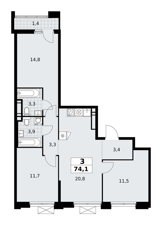 2-BD Apartment Sale, 74.1 sq. m. at Prokshino, Prokshino Residential Complex, Sosenskoye Settlement, Moscow, Russia #1 2-BD Apartment Sale, 74.1 sq. m. at Prokshino, Prokshino Residential Complex, Sosenskoye Settlement, Moscow, Russia #1