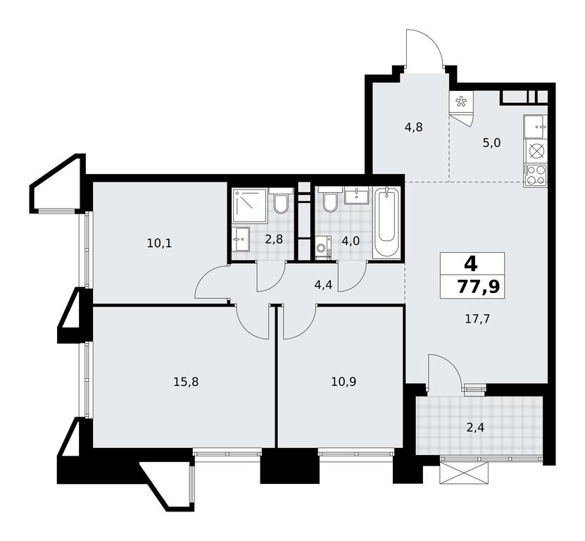 3-BD Apartment Sale, 77.9 sq. m. at Prokshino, Prokshino Residential Complex, Sosenskoye Settlement, Moscow, Russia #1 3-BD Apartment Sale, 77.9 sq. m. at Prokshino, Prokshino Residential Complex, Sosenskoye Settlement, Moscow, Russia #1