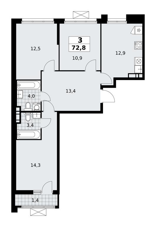 2-BD Apartment Sale, 72.8平方米 at Prokshino, Prokshino Residential Complex, Sosenskoye Settlement, Moscow, Russia #1 2-BD Apartment Sale, 72.8平方米 at Prokshino, Prokshino Residential Complex, Sosenskoye Settlement, Moscow, Russia #1