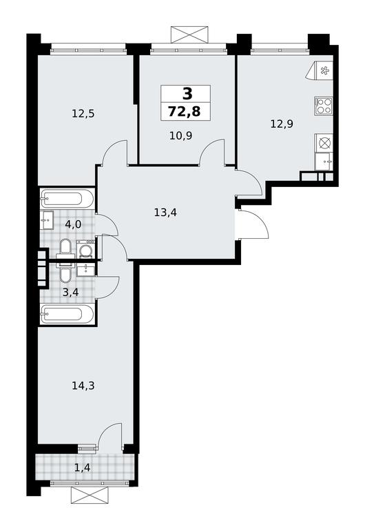 2-BD Apartment Sale, 72.8平方米 at Prokshino, Prokshino Residential Complex, Sosenskoye Settlement, Moscow, Russia #1 2-BD Apartment Sale, 72.8平方米 at Prokshino, Prokshino Residential Complex, Sosenskoye Settlement, Moscow, Russia #1