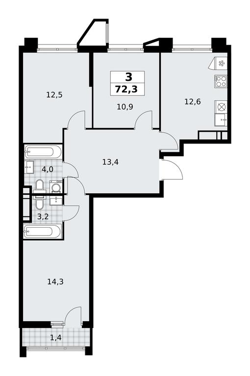 2-BD Apartment Sale, 72.3 sq. m. at Prokshino, Prokshino Residential Complex, Sosenskoye Settlement, Moscow, Russia #1 2-BD Apartment Sale, 72.3 sq. m. at Prokshino, Prokshino Residential Complex, Sosenskoye Settlement, Moscow, Russia #1