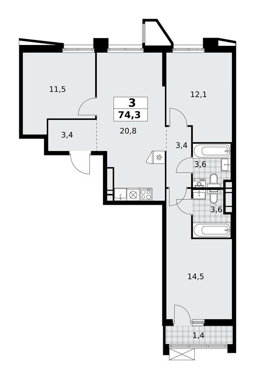 2-BD Apartment Sale, 74.3 sq. m. at Prokshino, Prokshino Residential Complex, Sosenskoye Settlement, Moscow, Russia #1 2-BD Apartment Sale, 74.3 sq. m. at Prokshino, Prokshino Residential Complex, Sosenskoye Settlement, Moscow, Russia #1