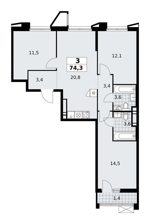 2-BD Apartment Sale, 74.3 sq. m. at Prokshino, Prokshino Residential Complex, Sosenskoye Settlement, Moscow, Russia #1 2-BD Apartment Sale, 74.3 sq. m. at Prokshino, Prokshino Residential Complex, Sosenskoye Settlement, Moscow, Russia #1