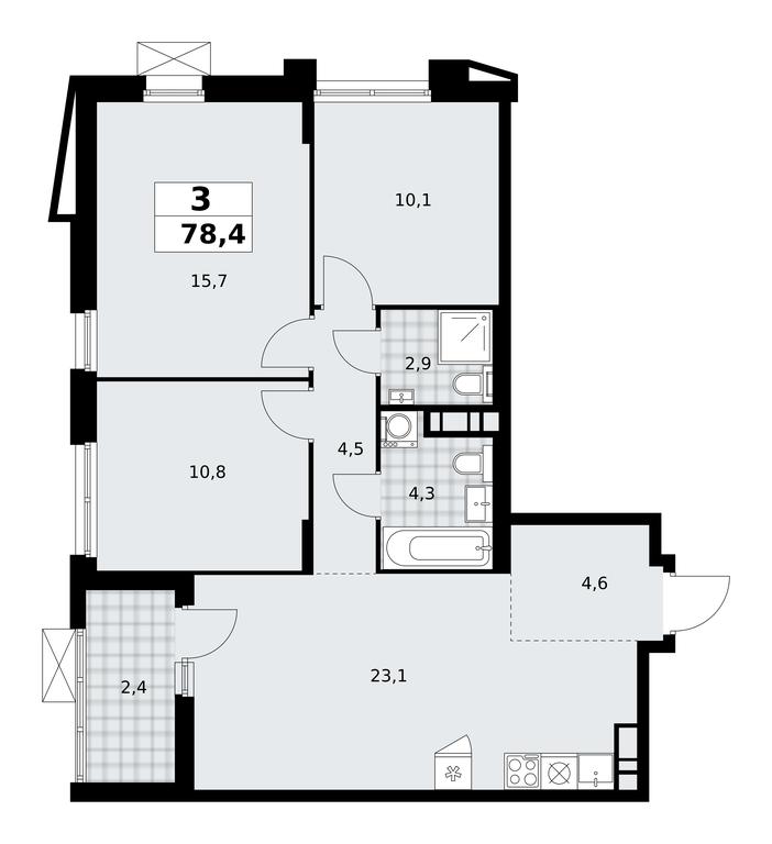 2-BD Apartment Sale, 78.4平方米 at Prokshino, Prokshino Residential Complex, Sosenskoye Settlement, Moscow, Russia #1 2-BD Apartment Sale, 78.4平方米 at Prokshino, Prokshino Residential Complex, Sosenskoye Settlement, Moscow, Russia #1