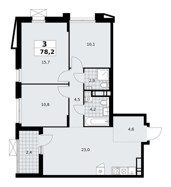 2-BD Apartment Sale, 78.2平方米 at Prokshino, Prokshino Residential Complex, Sosenskoye Settlement, Moscow, Russia #1