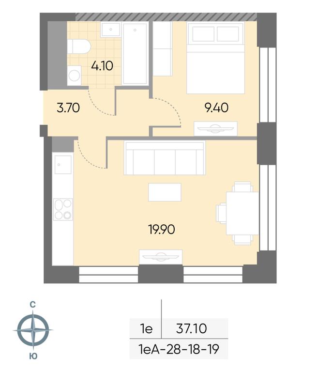 1-BD Apartment Sale, 37.1平方米 at Wave, Borisovskye Prudy Street, 1Б, Moscow, Russia #1 1-BD Apartment Sale, 37.1平方米 at Wave, Borisovskye Prudy Street, 1Б, Moscow, Russia #1